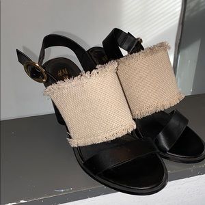 Black with gold buckle heels